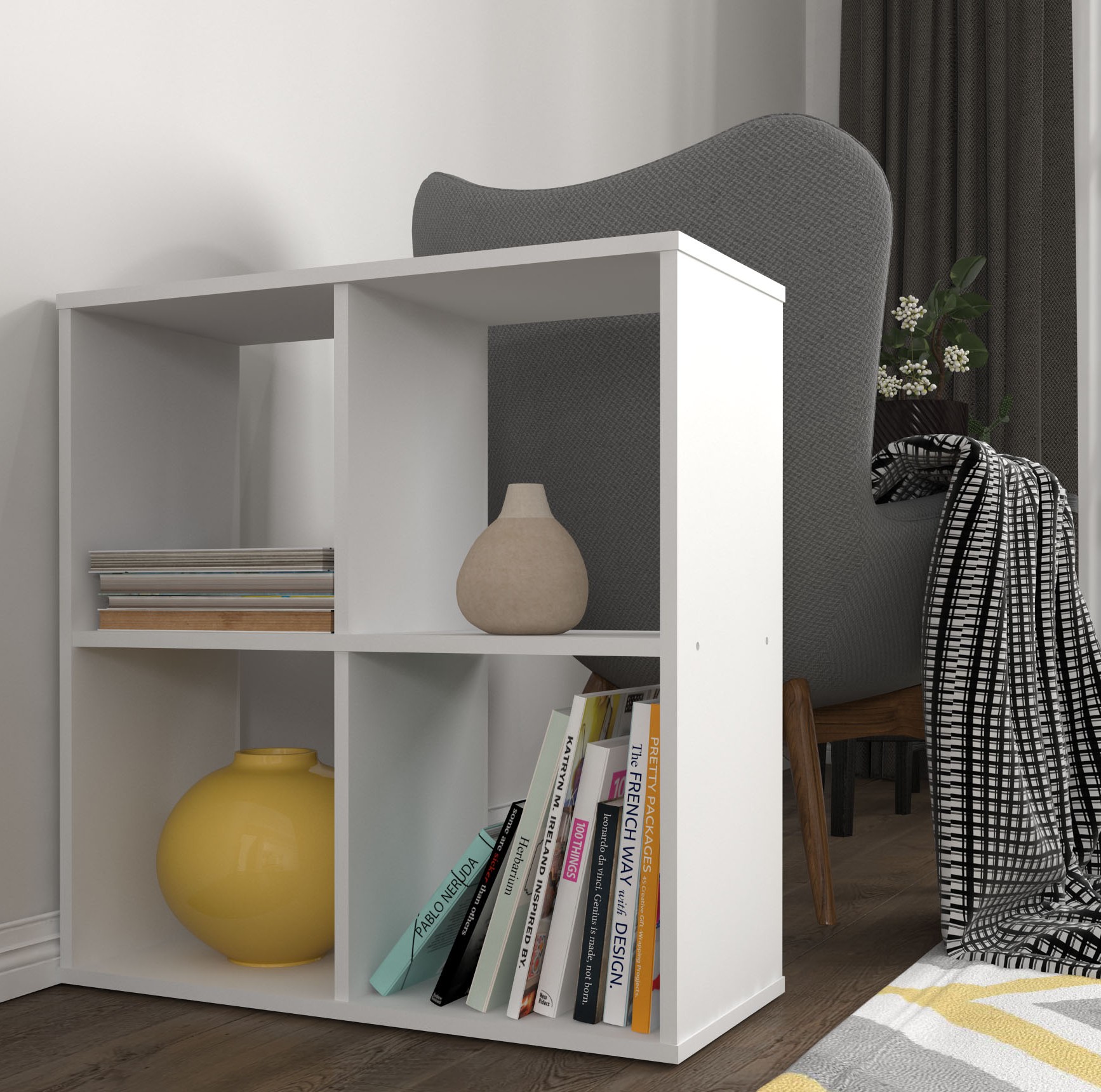 Стеллаж для игрушек и книг Polini kids Smart 4 секции белый - фото 1