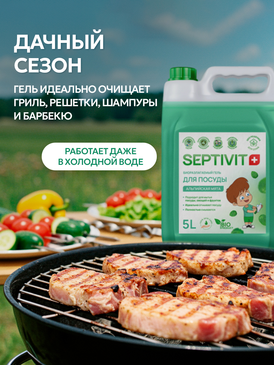 Средство для мытья посуды SEPTIVIT Альпийская мята 5л - фото 10