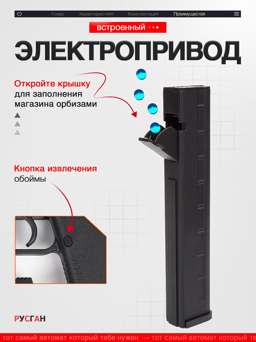 Автомат игрушечный RUSHGAN с орбизами MP9 - фото 8