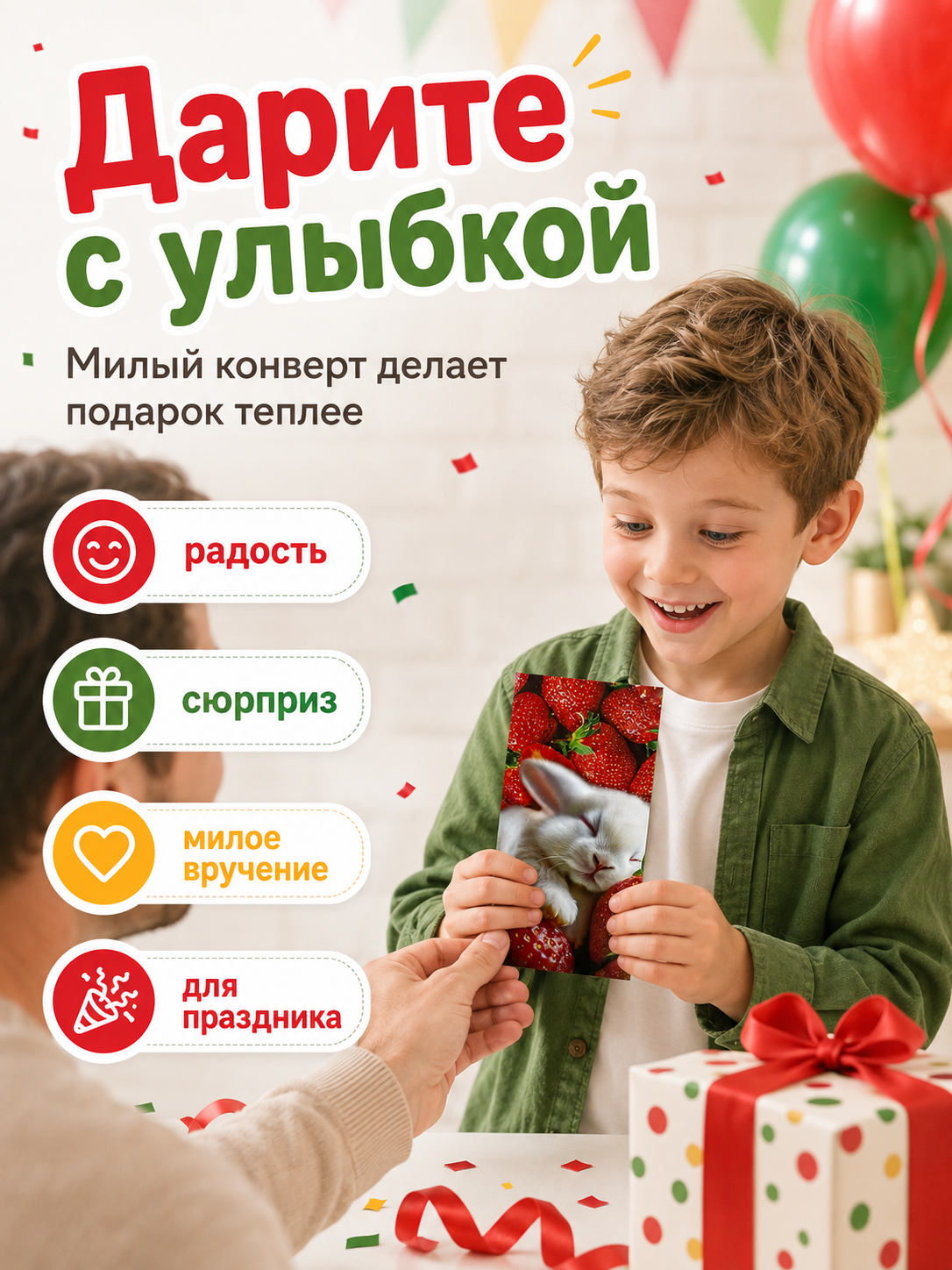 Конверты для денег детские Филькина Грамота со спящим кроликом и клубникой 10 шт - фото 2