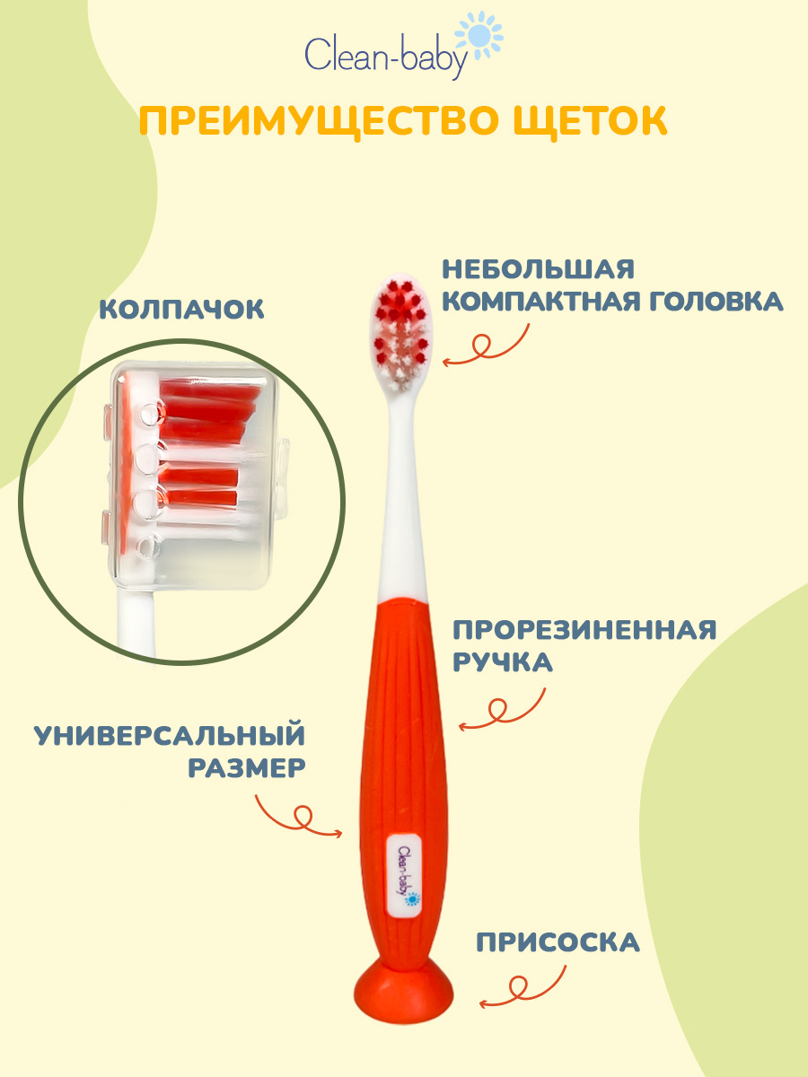 Зубная щетка классическая Clean-baby от 0 лет 2 шт. - фото 4