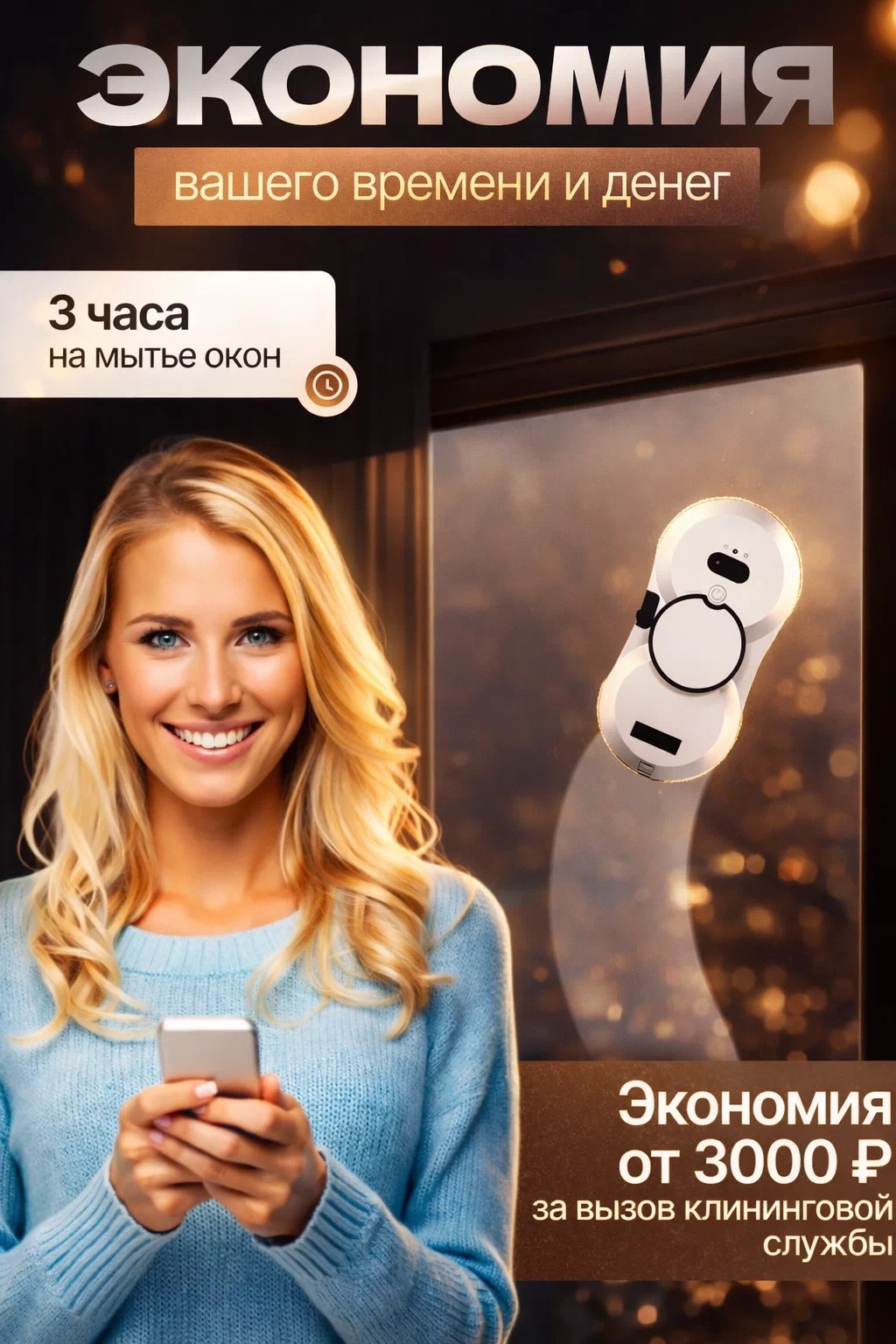 Робот мойщик окон с распылителем + пульт CASTLELADY стеклоочиститель вакуумный - фото 2