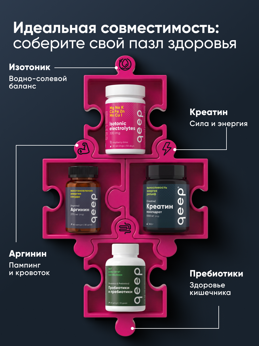 Изотоник qeep Электролитный порошок малина-лайм 300 мл - фото 12