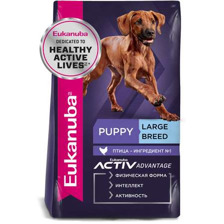 Корм Eukanuba Dog 3кг для щенков крупных пород сухой с птицей