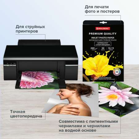 Фотобумага Brauberg супер-глянцевая для печати фото на струйных принтерах