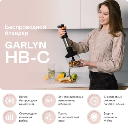 Блендер ручной беспроводной GARLYN HB-C