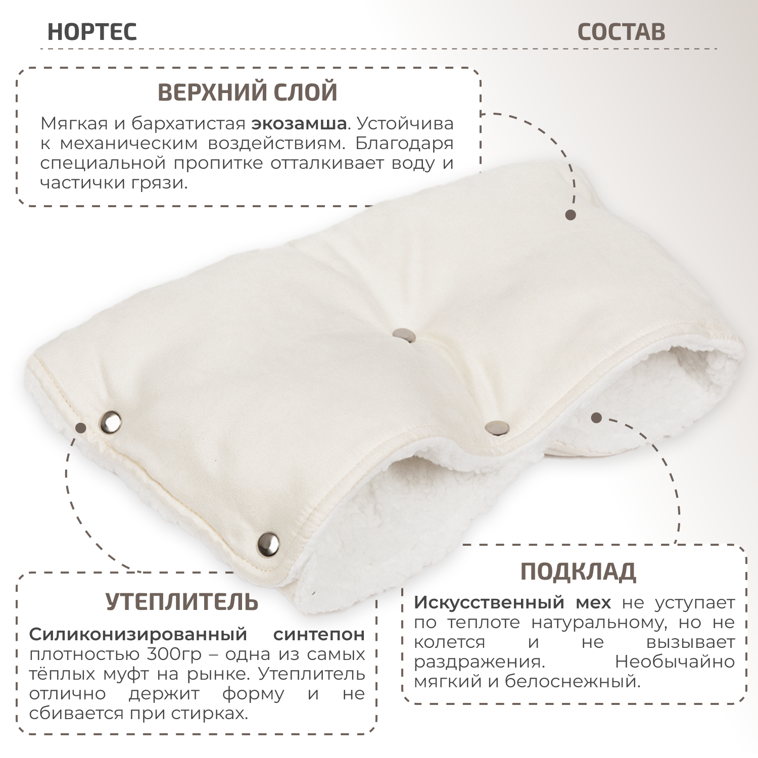 Муфта inlovery Муфта Нортес молочный МКМ02-002 - фото 2