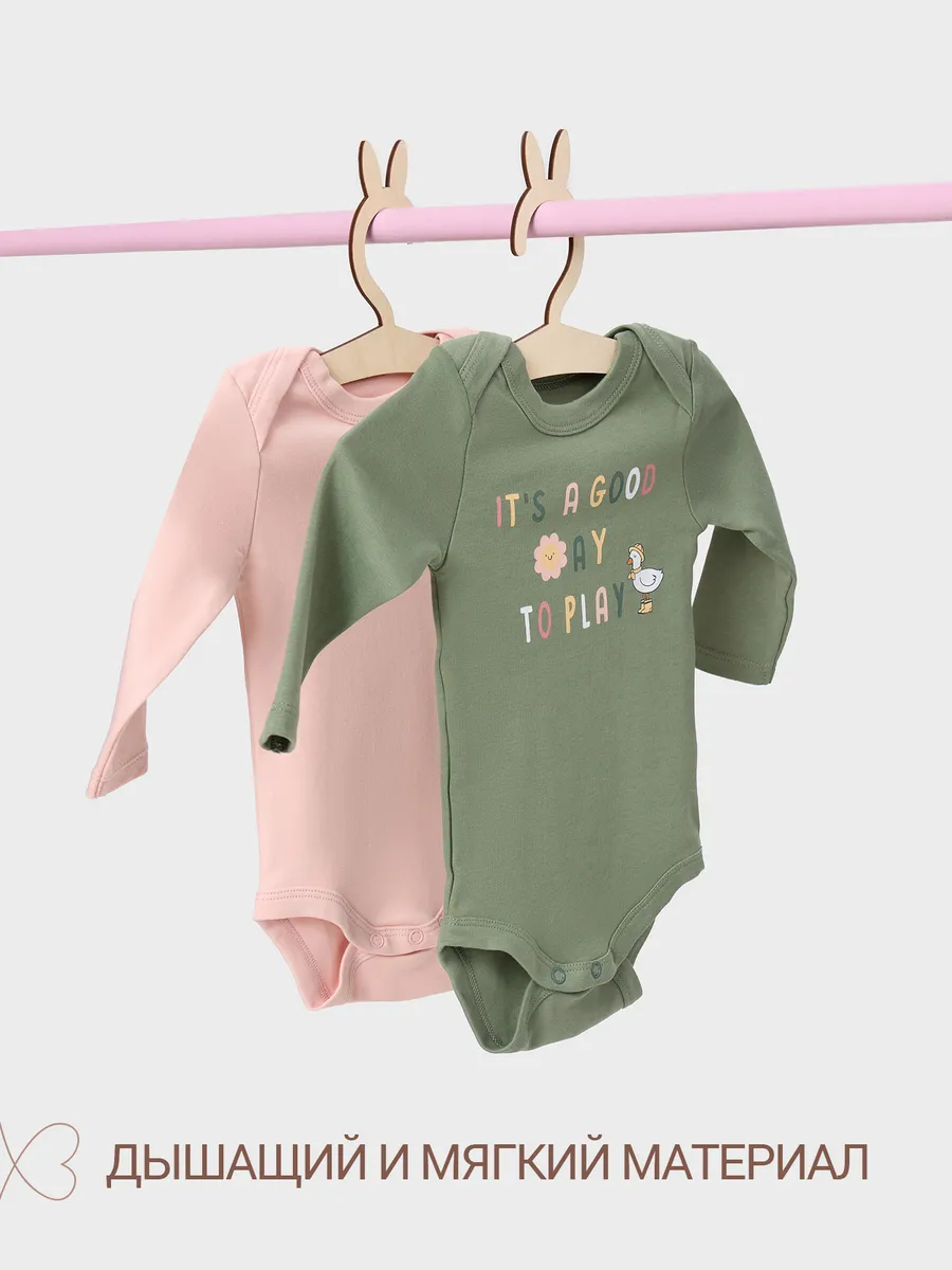 Боди 2 шт Mark Formelle (Марк Формэль) 13016-1-2/св.розовый +зеленый +печать - фото 3