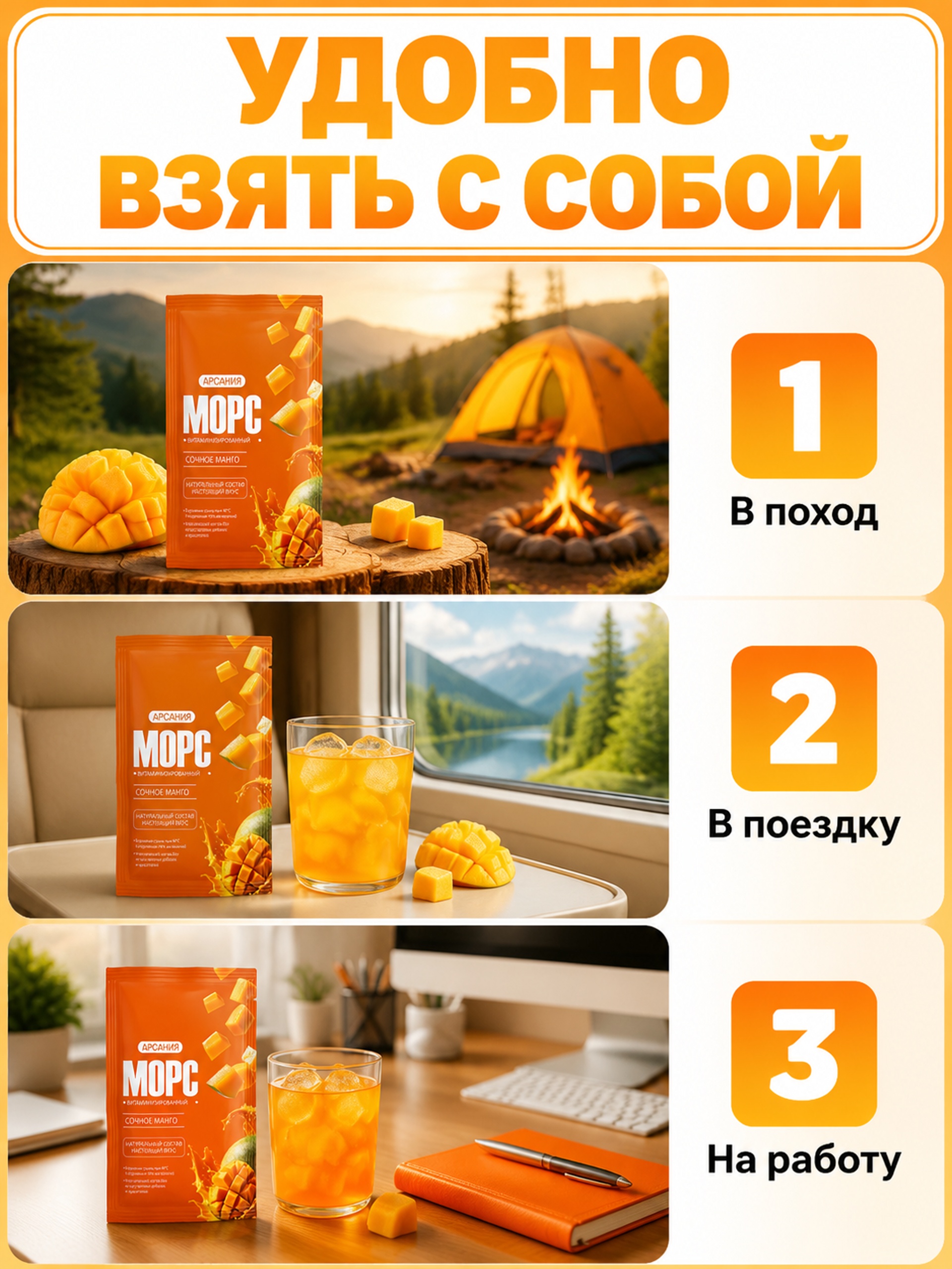 Морс «Манго» АРСАНИЯ быстрого приготовления 10 саше - фото 2
