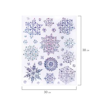 Новогодняя наклейка Золотая сказка на окна и стекла многоразовая Снежинки 30x38 см