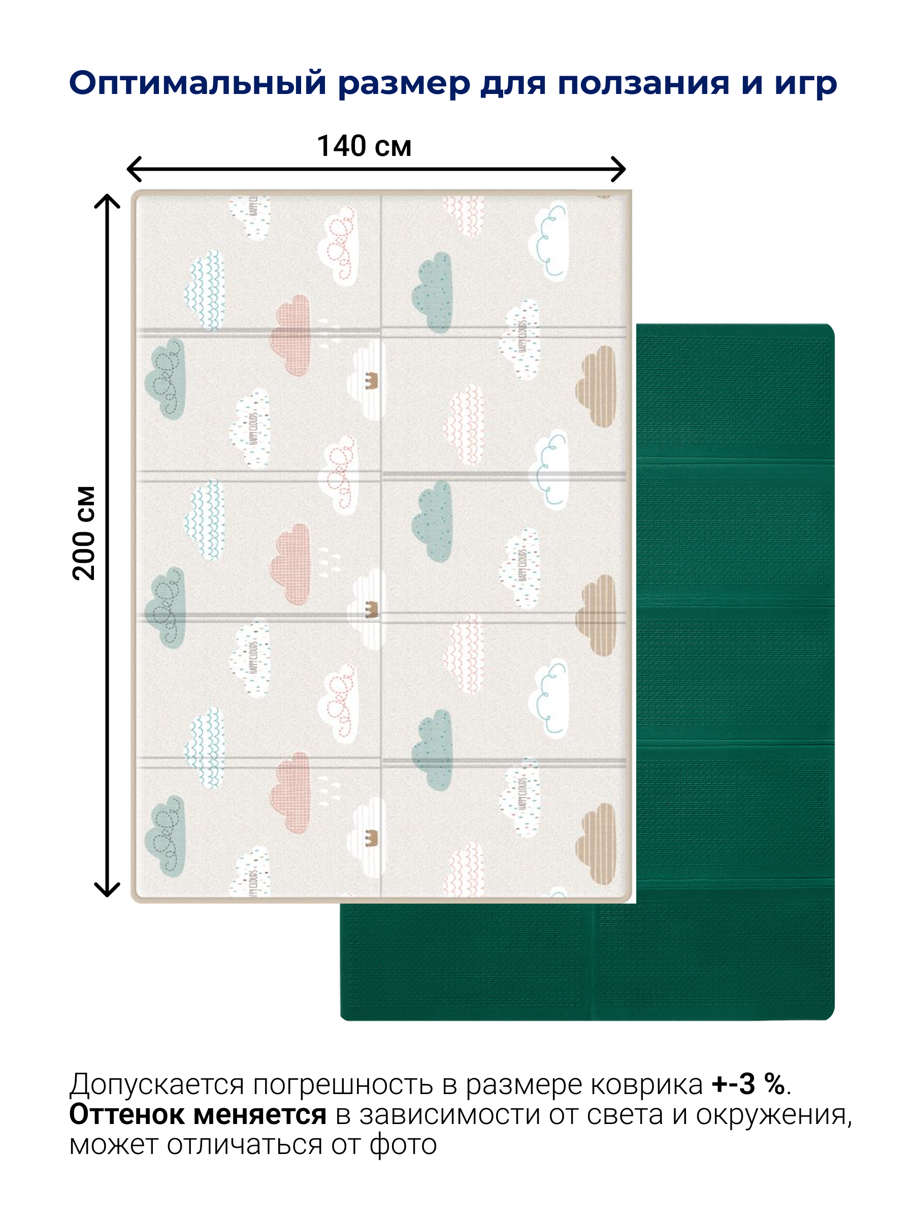 Детский складной коврик Parklon Облачка 140 x 200 см - фото 3