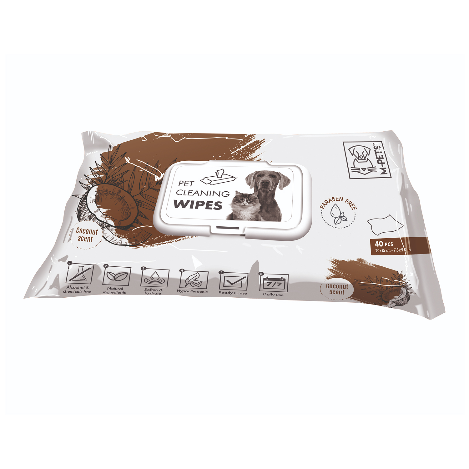 Очищающие салфетки для животных M-PETS Кокос 40шт - фото 2