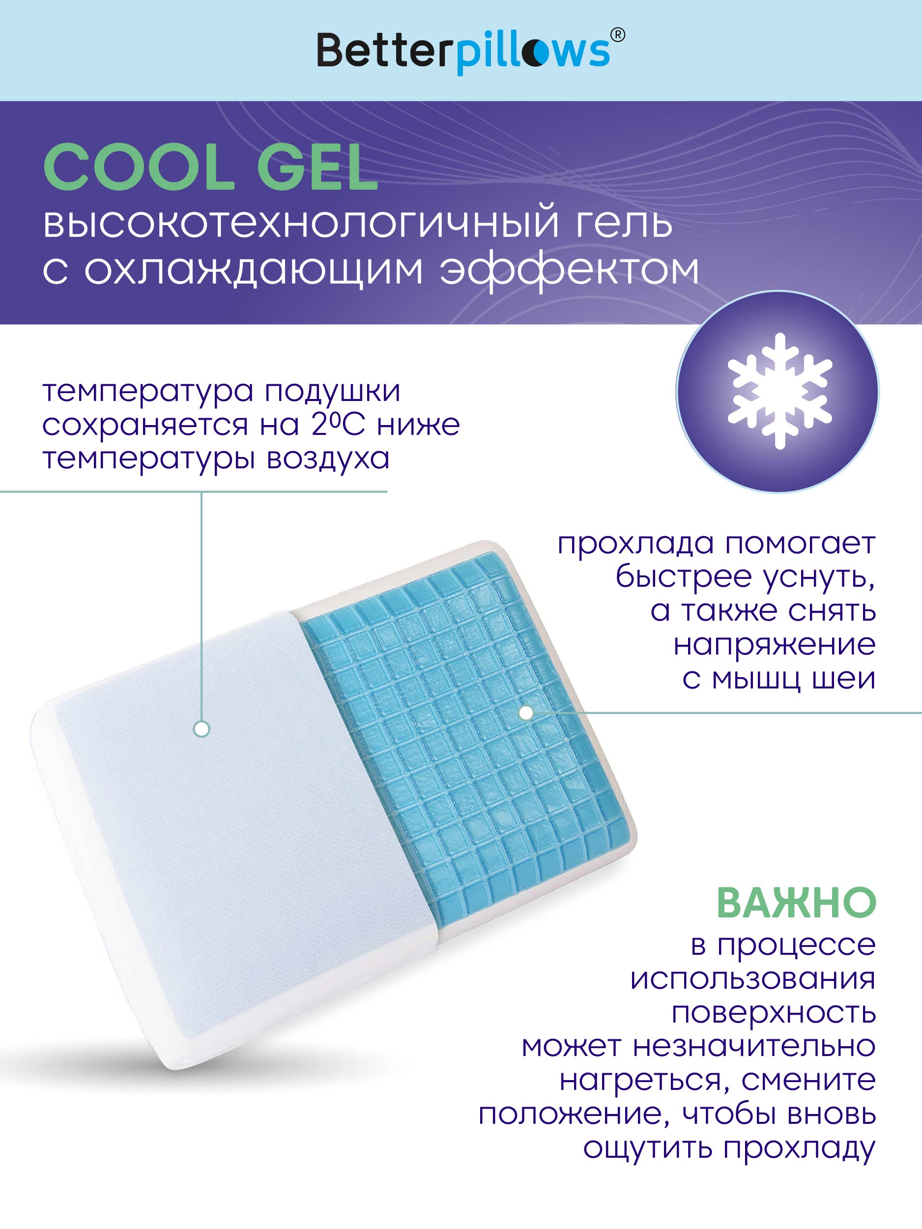 Подушка ортопедическая для сна Betterpillows с охлаждающим эффектом для взрослых и детей - фото 4