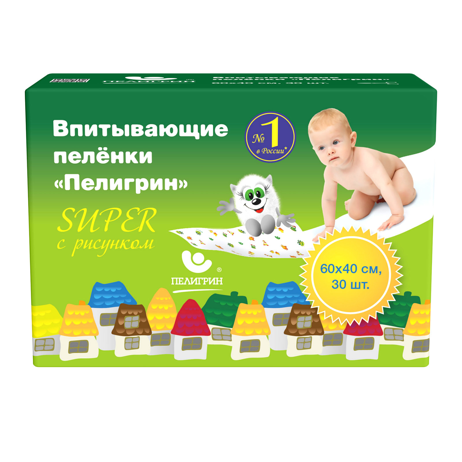Пелёнки одноразовые Пелигрин 40х60 см 30 шт. - фото 1