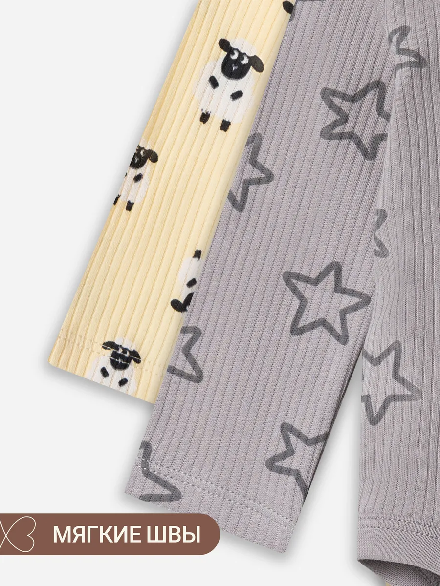 Боди 2 шт Mark Formelle (Марк Формэль) 13018-2/барашки на абрикосовом +звездочки на сером - фото 9