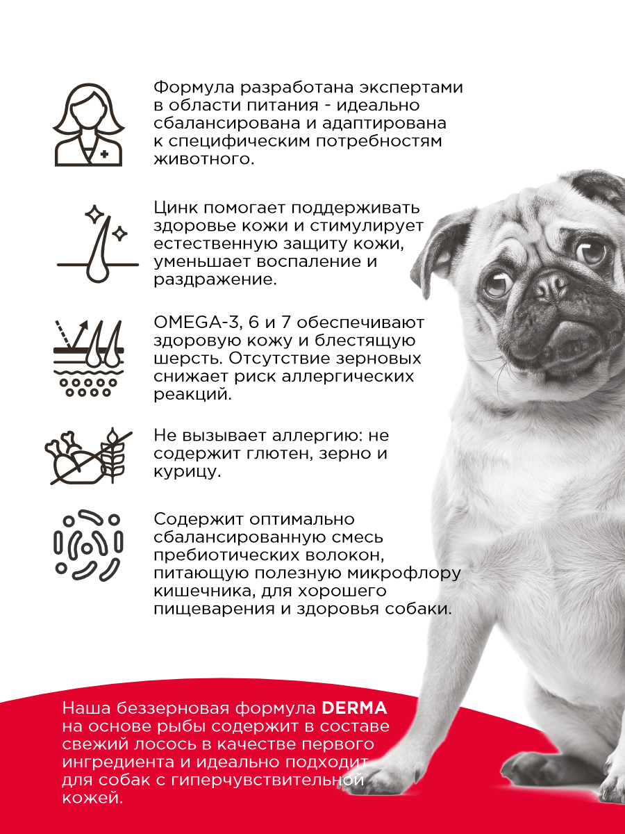 Корм сухой 1st Choice Grain Free Derma для гиперчувствительной кожи для собак на лососе 340г - фото 2
