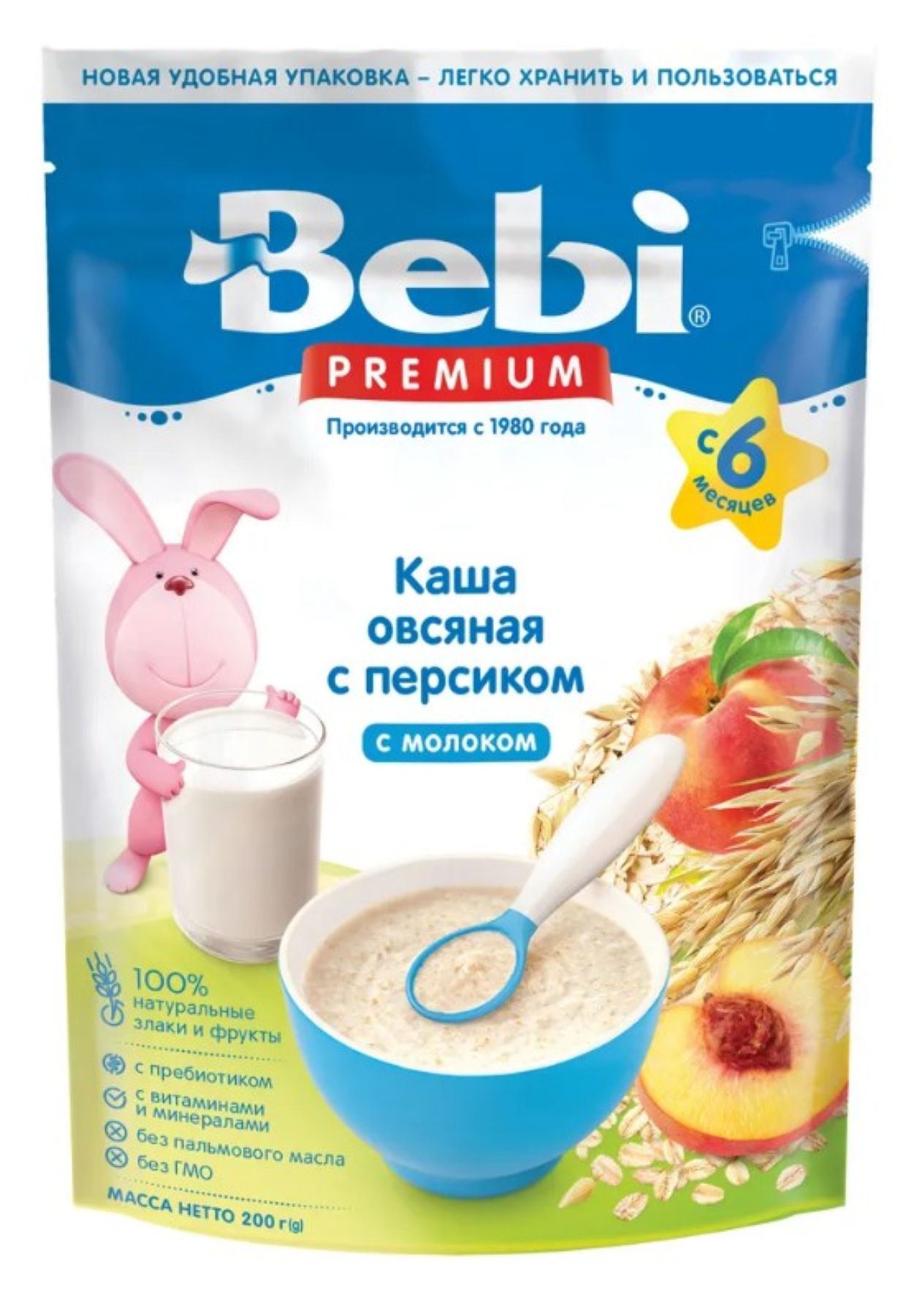 Молочная каша Bebi Premium Овсяная с персиком - фото 1