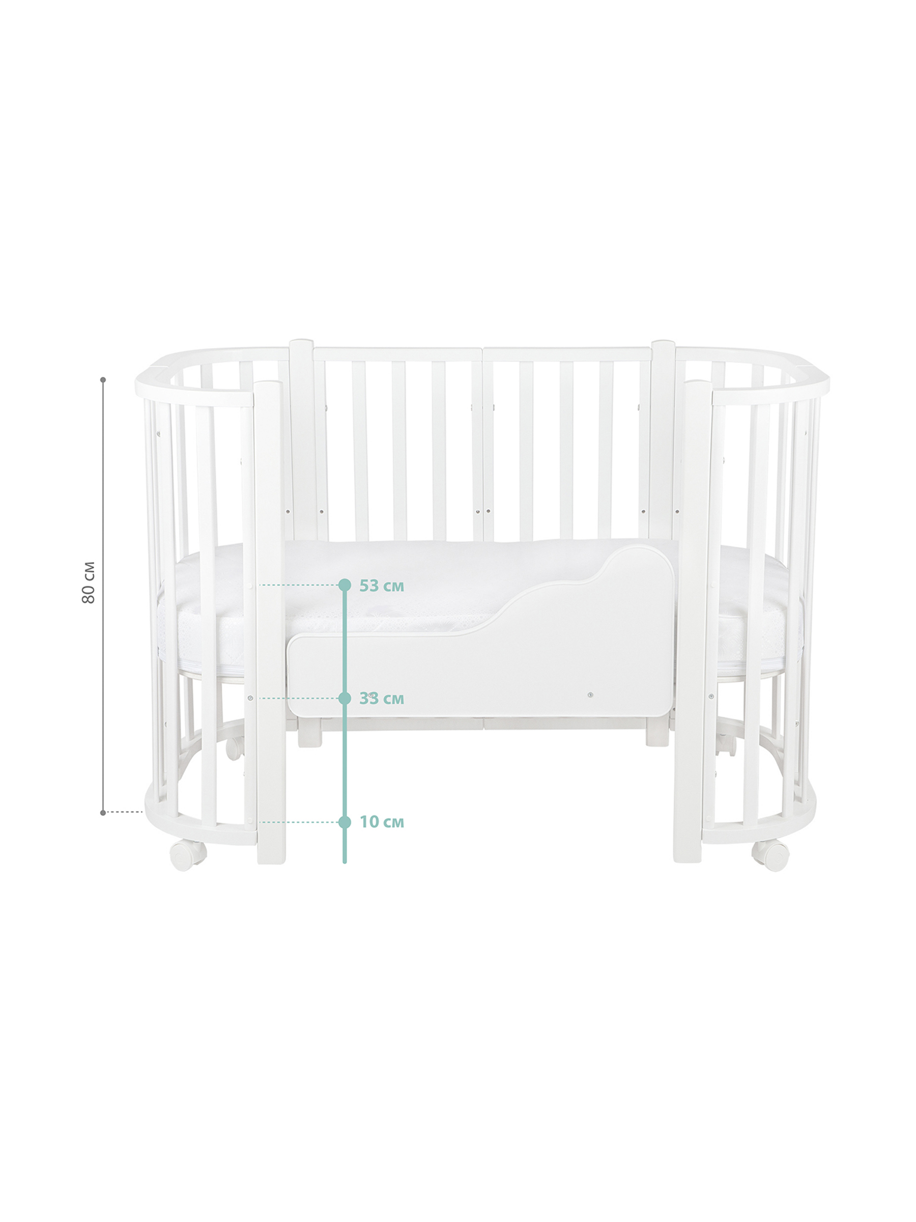 Детская кроватка Ingo Baby Lux BL-01 3 в 1 с бортиком белый, поперечный маятник - фото 4