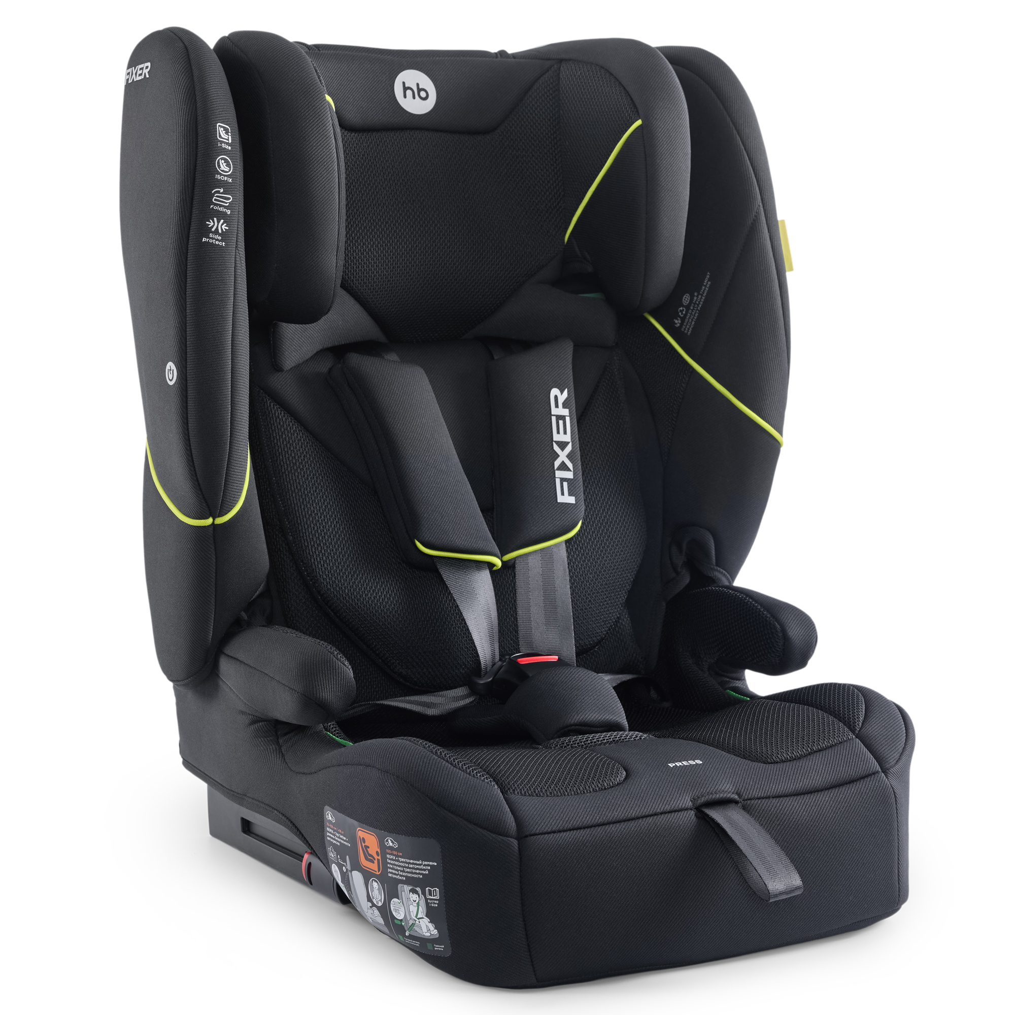 Автокресло Happy Baby Fixer Isofix 1/2/3 (9-36 кг) черный - фото 1