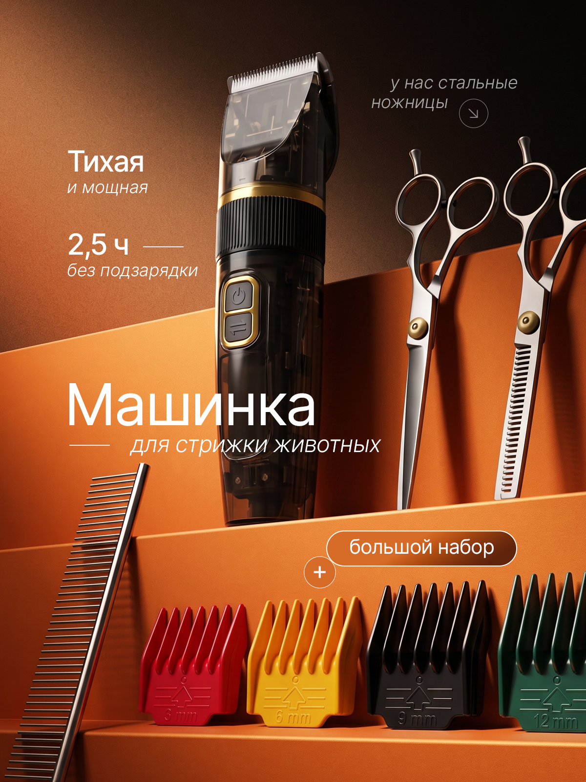 Машинка для стрижки собак и кошек SuperPets профессиональная - фото 1