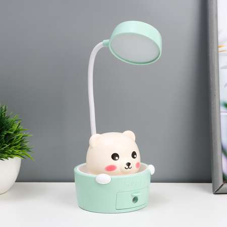 Светильник сенсорный с точилкой Sima-Land \"Михалыч\" LED, от USB/АКБ 6 Вт белый-зеленый 8х6х25 см