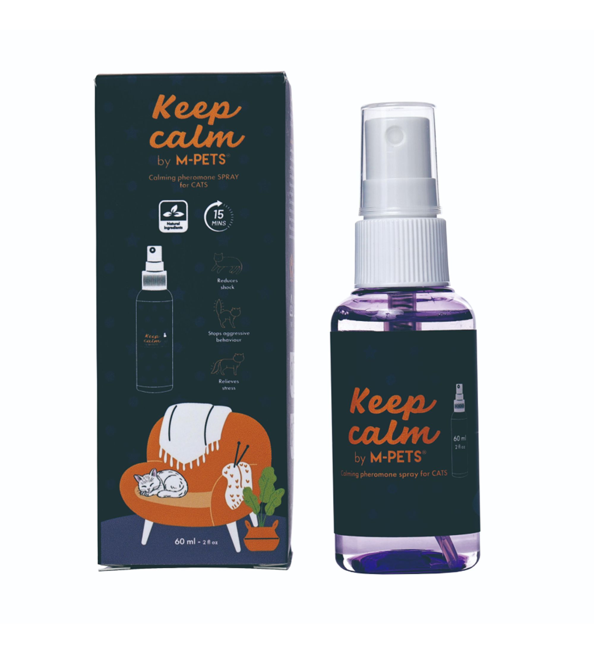 Спрей для кошек M-PETS KEEP CALM успокаивающий феромон 60мл - фото 9