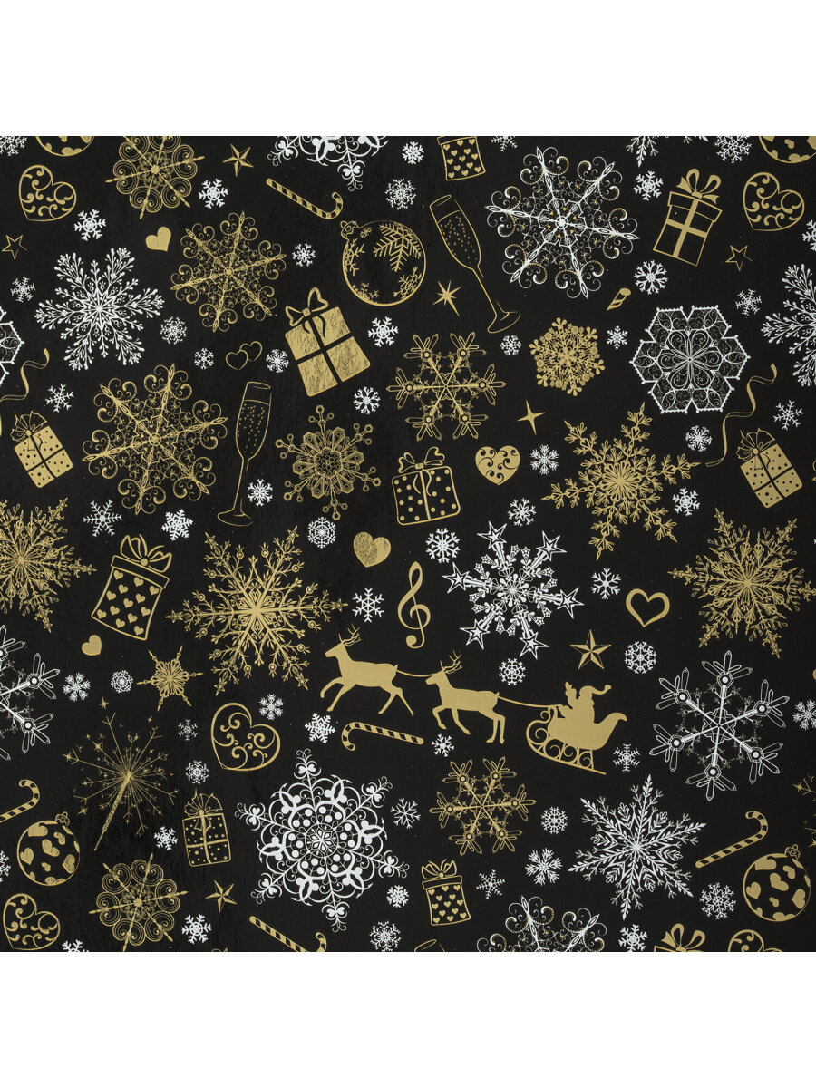 Упаковочная бумага Золотая сказка для новогодних подарков с эффектами 3 шт 70х100 см Black Gold - фото 11