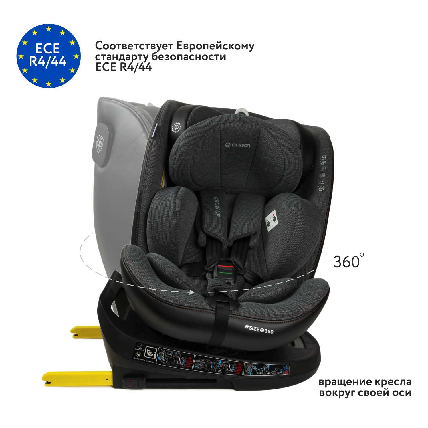 Автокресло Olsson Grow Up Grey Isofix 0+/1/2/3 (0-36 кг) - фото 4