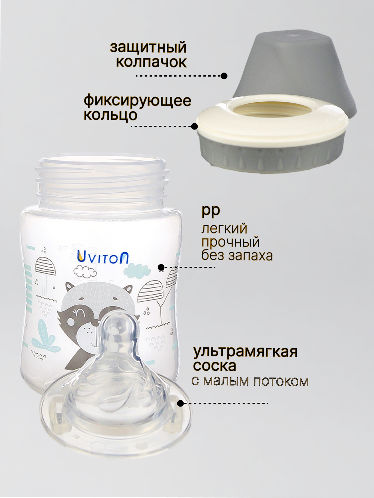 Бутылочка Uviton Anti-Colic 125 мл 1 шт. в ассортименте - фото 2
