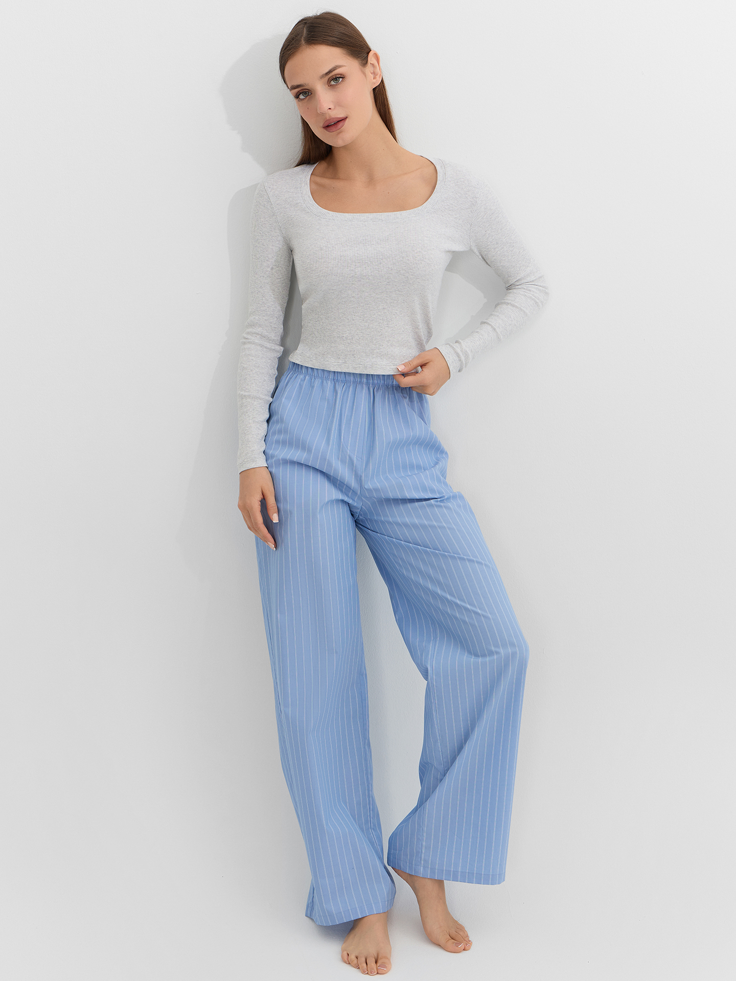 Пижама Mark Formelle (Марк Формэль) 592549/серый меланж 4306-А +белые полосы на т.голубом - фото 6