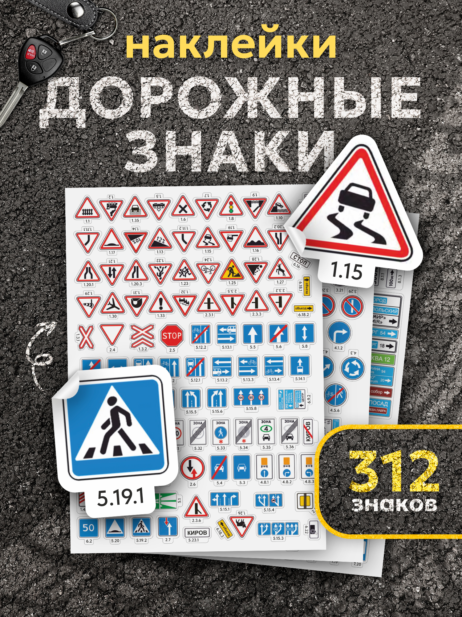 Наклейки Выручалкин Дорожные знаки 3 шт. - фото 1