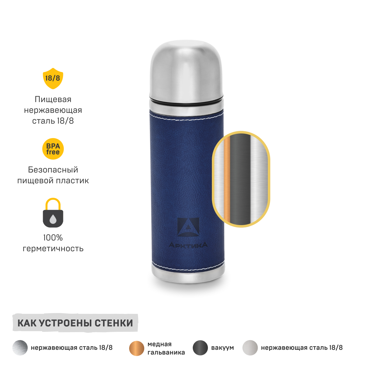 Термос Арктика с кнопкой 500 мл 108-500 синий - фото 9