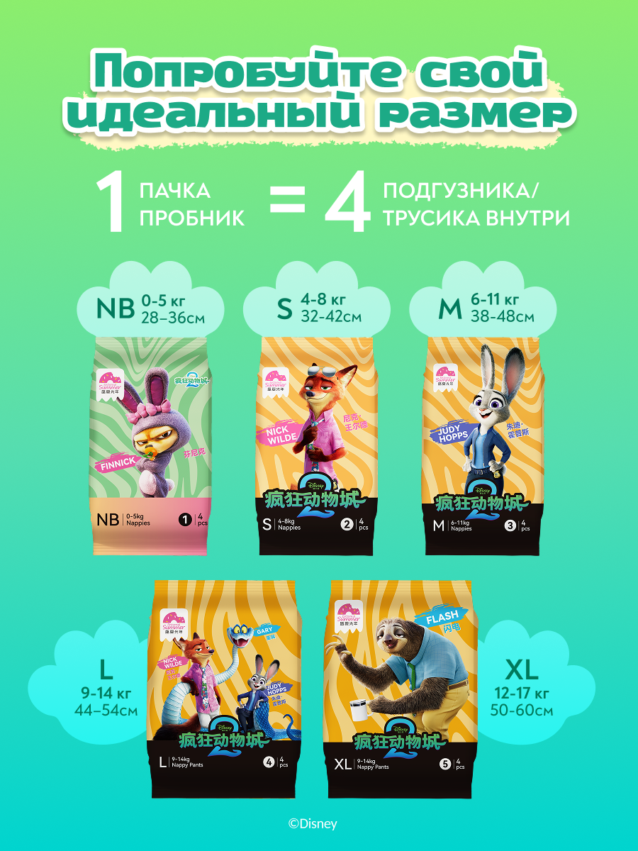 Подгузники Enternal Summer Disney Зверополис ультратонкие S (4-8 кг) 4 шт. - фото 14