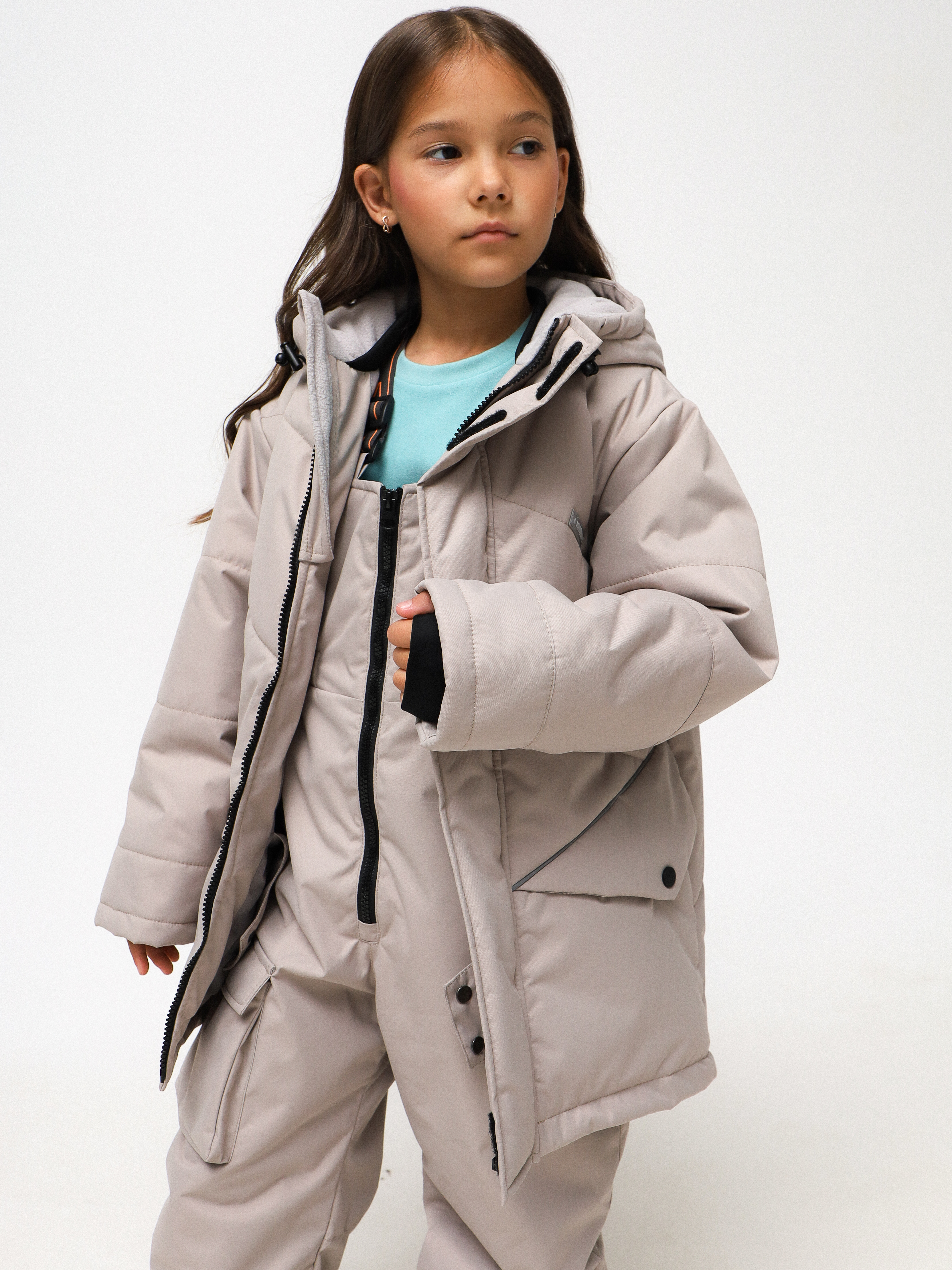 Куртка MINIDINO G-VO-Krt-143/0Куртка спортивная зимняя Асимметрия бежевая - фото 2