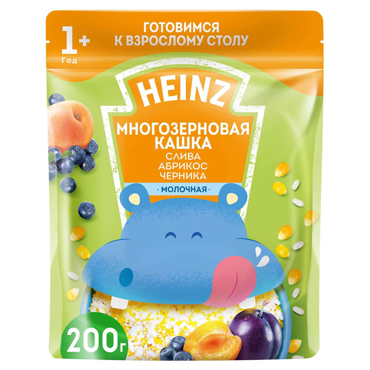 Каша Heinz молочная многозерновая слива-абрикос-черника 200г с 12 месяцев - фото 1