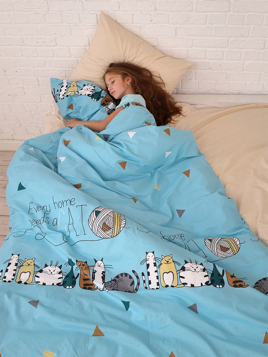 Комплект постельного белья BRAVO kids dreams Котики простыня на резинке полутораспальный 3 предм. - фото 2