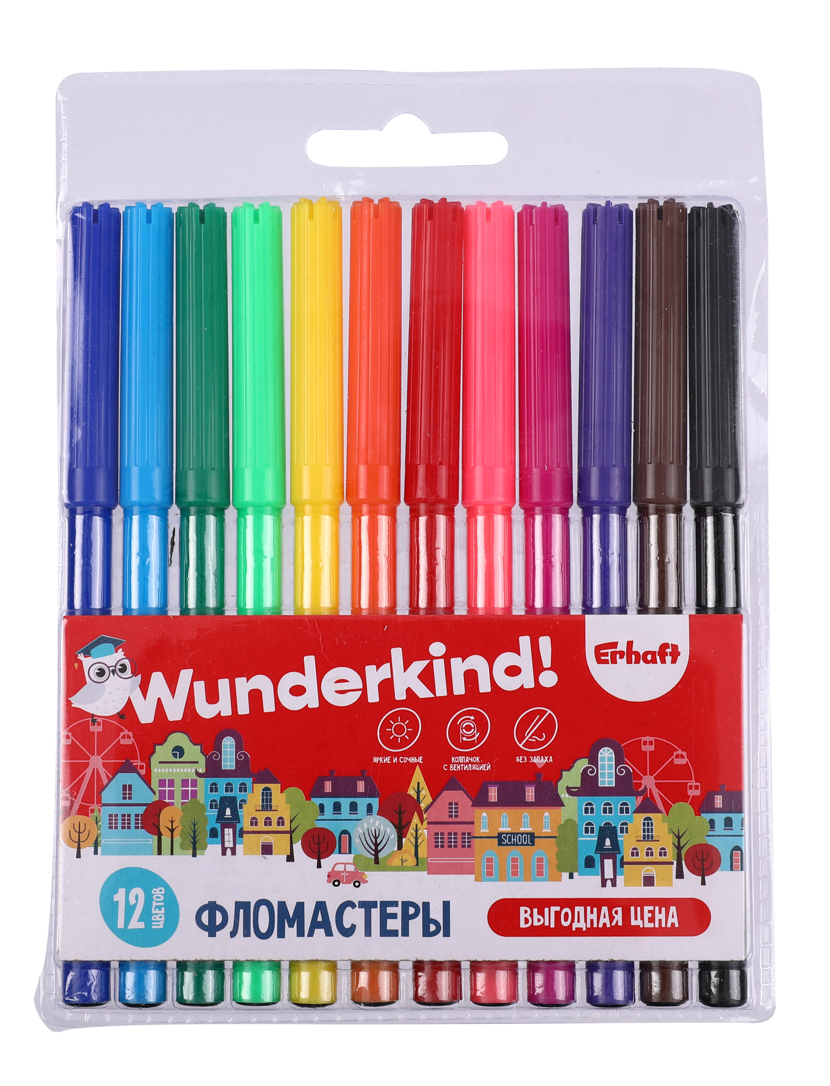 Изображение товара Набор фломастеров Erhaft 12 цветов для детей и школы MF923761-12 Изображение товара Набор фломастеров Erhaft 12 цветов для детей и школы MF923761-12