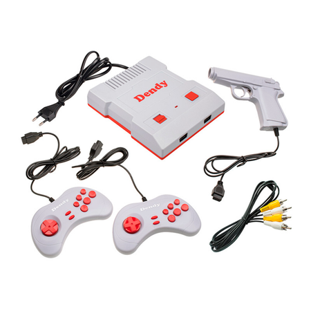 Игровая приставка Dendy Achive 640 игр и световой пистолет серая