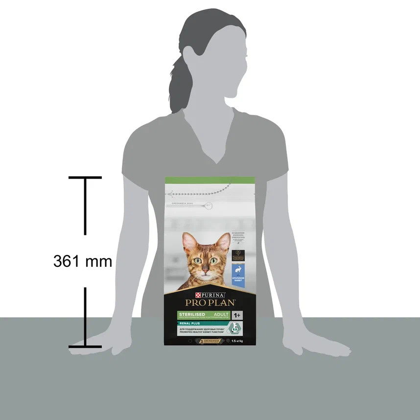 Корм сухой для кошек PRO PLAN Sterilised Optirenal 1.5кг кролик - фото 20