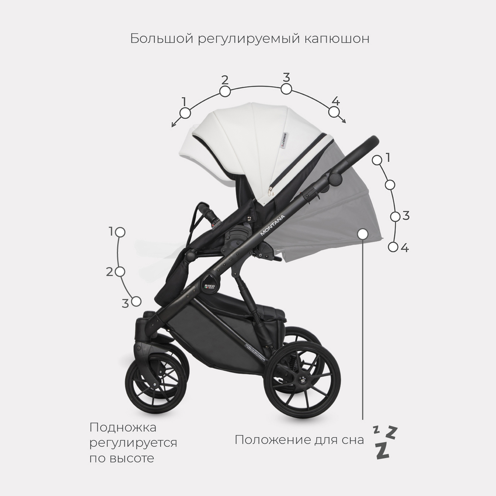 Коляска 3в1 Riko Basic Montana Ecco белый - фото 6