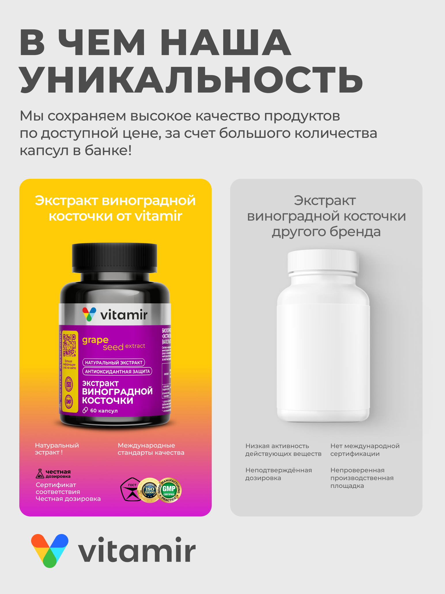 Экстракт виноградной косточки VITAMIR антиоксидант ОПЦ для кожи сердца и сосудов 60 капсул - фото 4