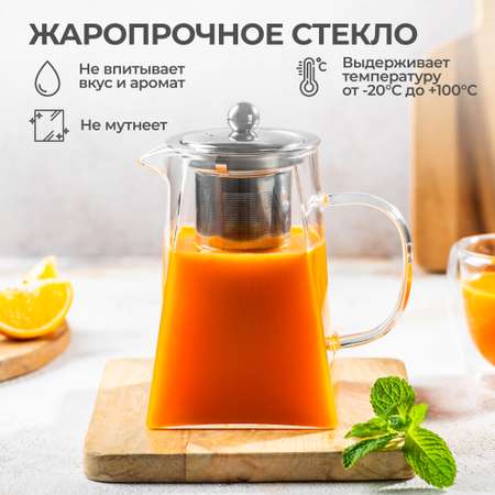 Чайник заварочный Unifico стеклянный с фильтром 950 мл