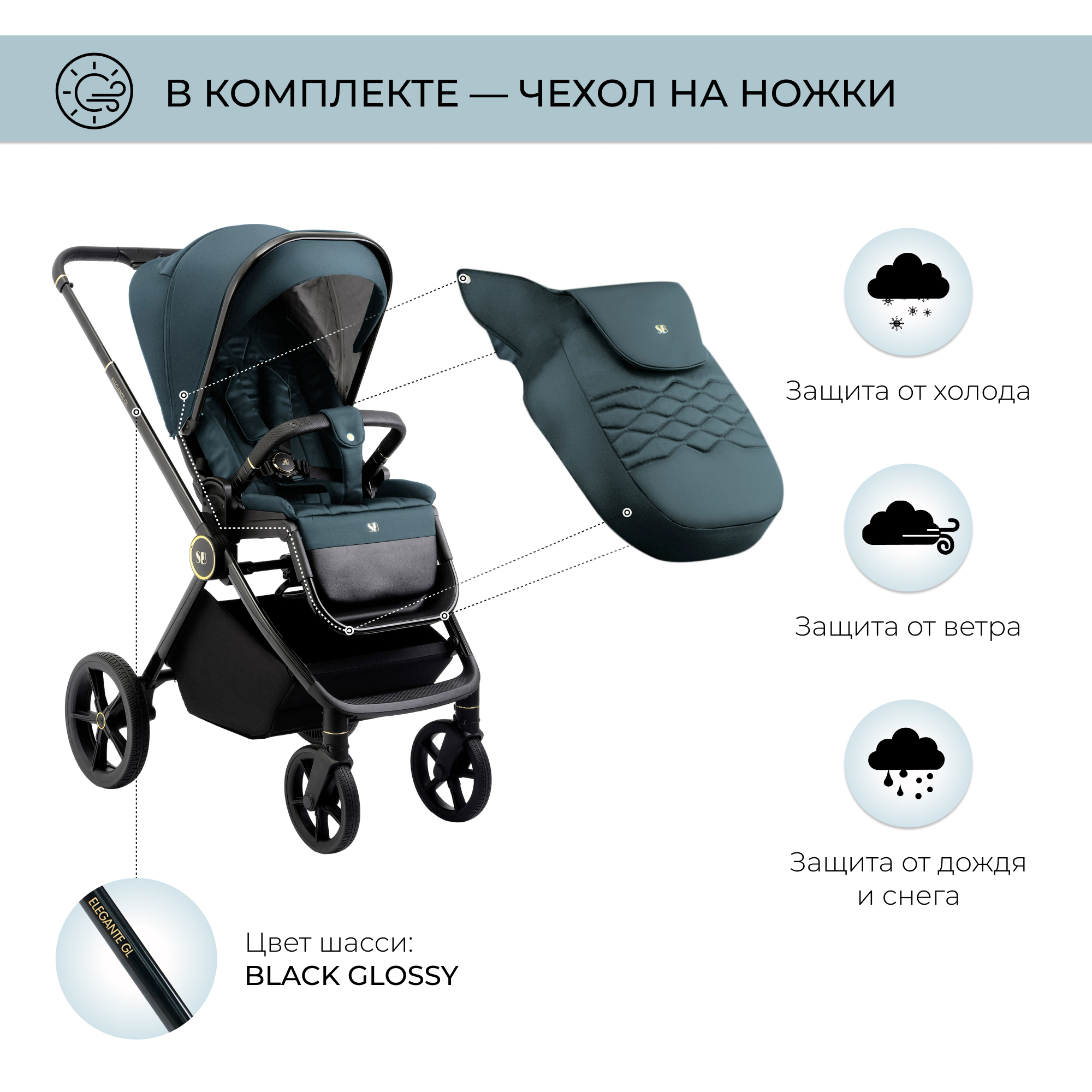 Коляска 2в1 Sweet Baby Elegante Blue - фото 6