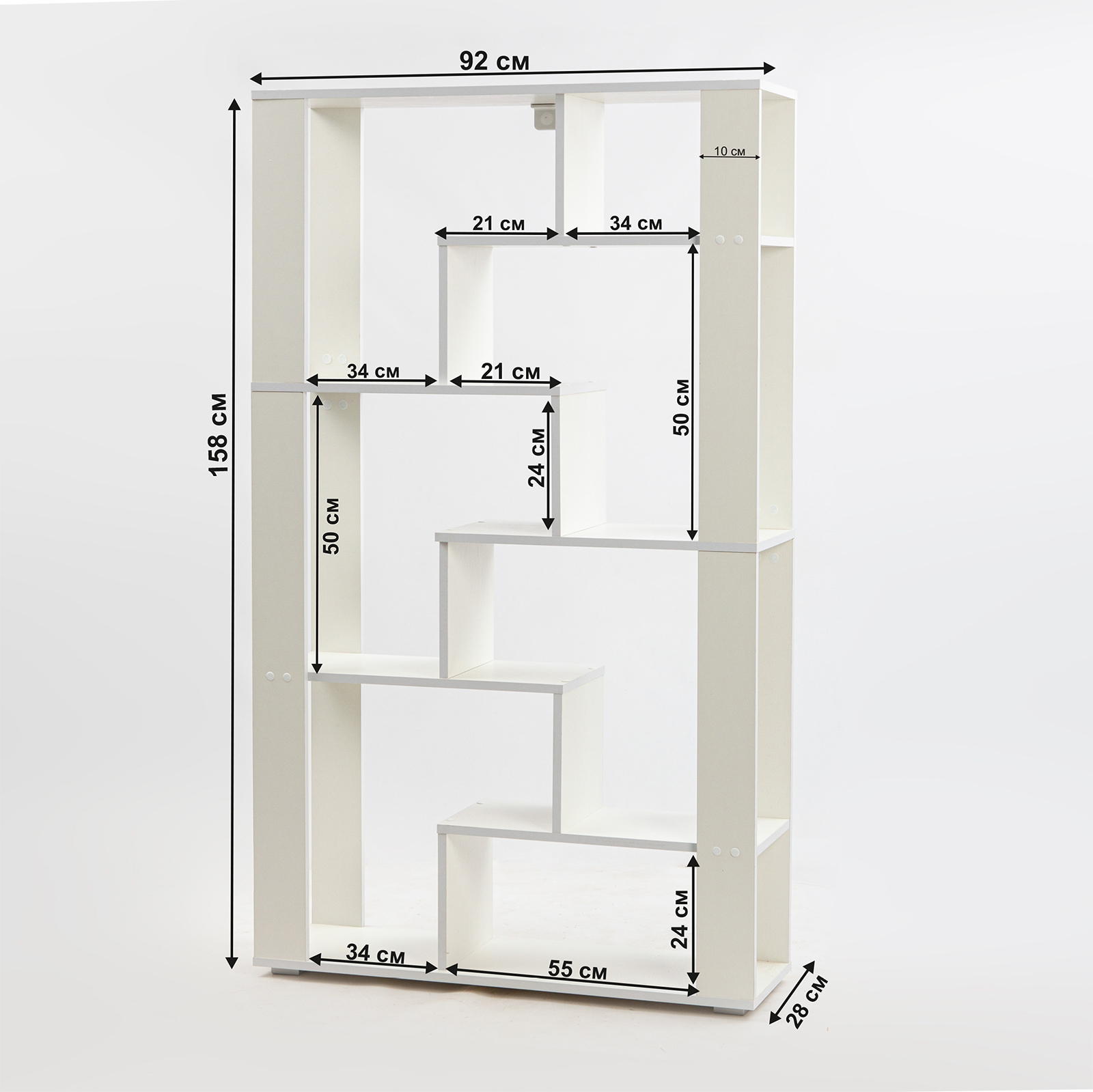 Стеллаж этажерка LETTA Lite Plus Белое тиснен 916х1572х280 - фото 2