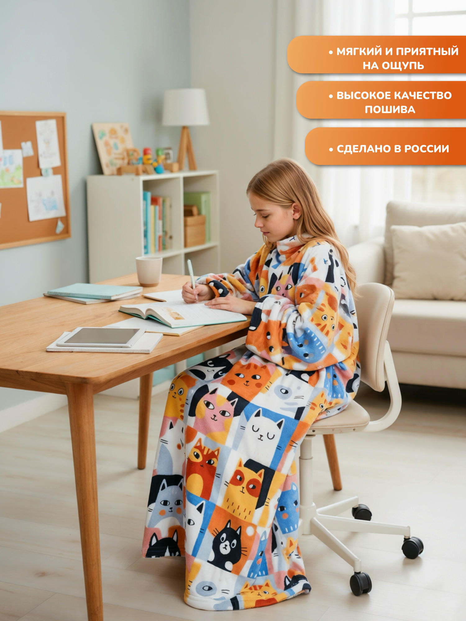 Плед Gekoko Эрмитажные коты 110 x 140 см велсофт - фото 7