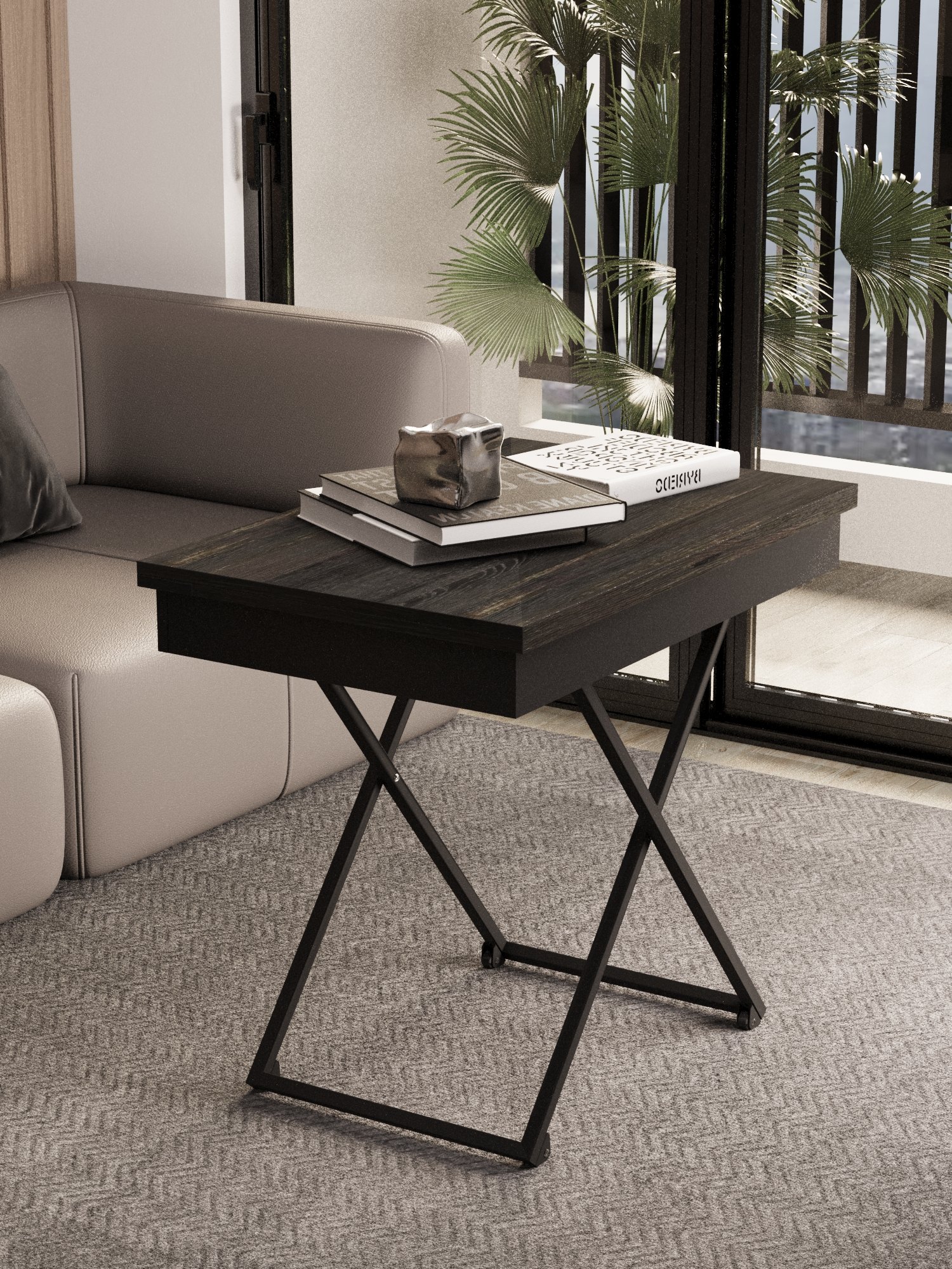 Стол-трансформер КАЛИФОРНИЯ МЕБЕЛЬ Андрэ Loft ЛДСП Интра Черный - фото 25