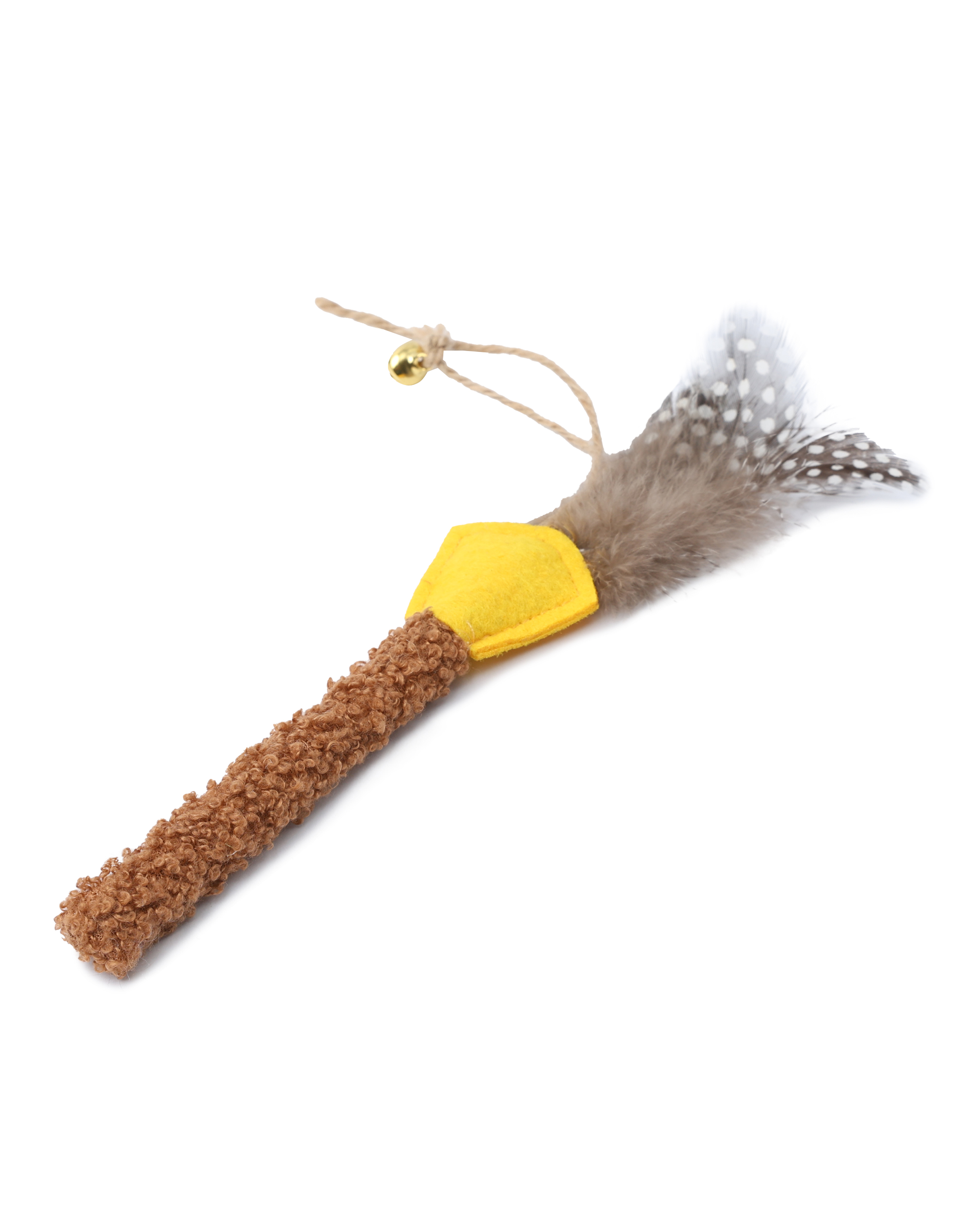 Игрушка для кошек Barbaks Barbaks Метелка с бубенчиком и натуральными перьями 21см - фото 2