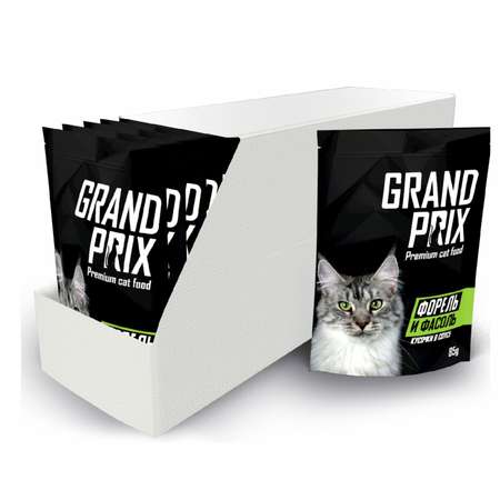 Корм для кошек Grand Prix Кусочки в соусе форель и фасоль пауч 85г