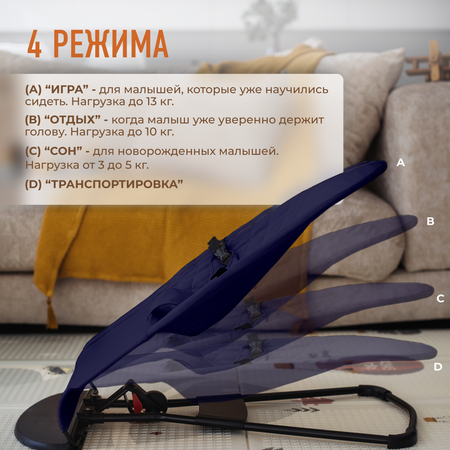 Детский складной шезлонг Mamagoods для новорожденных от 0 кресло качалка для малышей