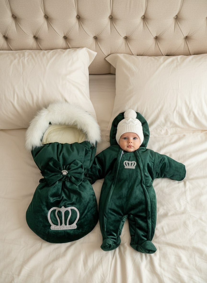 Конверт на выписку ТОСЯ БОСЯ Корона зеленый - фото 1